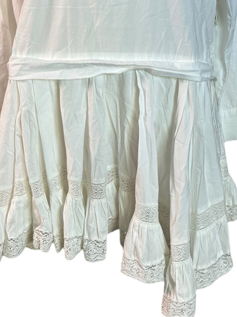 Free People Dainty Ethereal Cottage La Bamba Mini Tunic Dress Ivory White Small - Picture 9 of 14